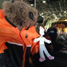 Flat Stanley Visits Antarctica - on the flight down
