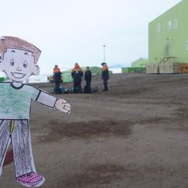 Flat Stanley Visits Antarctica - outside Scott Base