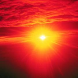 Sunrise over Antarctica shot from a plane