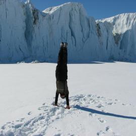 Ken Ryan Handstanding at Campbell Glacier