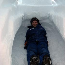 Libby Liggins in a Snow Cave