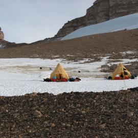 Field Camp with Col and Glacier in Background