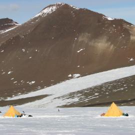 Camp with Col and Glacier in the Beackground