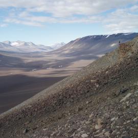 Greer Providing Scale on the most Westerly of the Beacon Outcrops