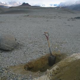 Soil pit on top of Dais