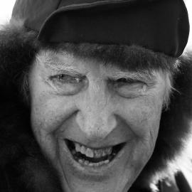 Sir Edmund Hillary during his last visit to Antarctica