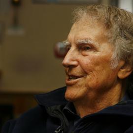 Sir Edmund Hillary during his last visit to Antarctica