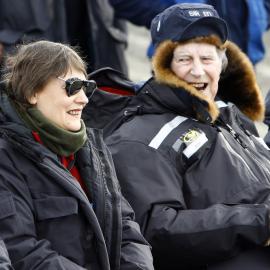 Prime minster Helen Calrk and Sir Edmund Hillary During Scott Base 50th Anniversary Celebrations