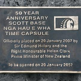 Plaque Commemorating the 50th Anniversary of Scott Base