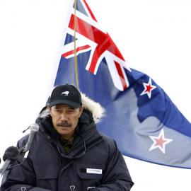 Sir Jerry Mateparae Addressing the Crowd at the Scott Base 50th Anniversary Celebrations