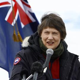 Prime Minister Helen Clark Addressing the Crowd at the Scott Base 50th Anniversary Celebrations