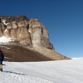Snow Col and Mattox Bastion (note ‘recent’ rock fall), Asgard Range.