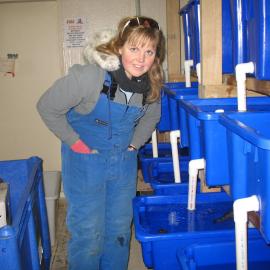 Victoria Metcalf in the wet lab, SB
