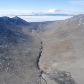 Looking down (southeastwards) the Marshall Valley, from helo