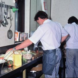 Mac McGregor and Steve Mosley (Chefs) at work in kitchens