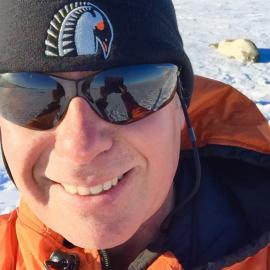 Tenby Powell in the Pressure Ridges with another seal