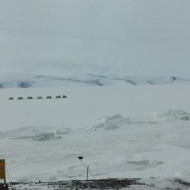 K131 Ice Training Driving past the Scott Base sign