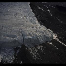 Malterhorn Glacier in Taylor Valley. Aerial. 