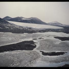 Commonwealth Glacier, Lake Fryxell, Taylor Valley. Aerial. 