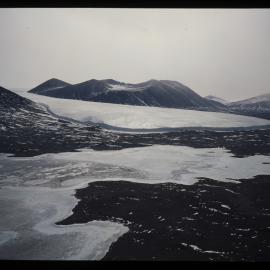 Commonwealth Glacier, Lake Fryxell, Taylor Valley. Aerial. 