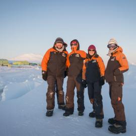 Antarctica NZ’s wider environmental team on ice - L-R Andy White, Ceisha Poirot,Danica Stent & Kelsie Wilkinson