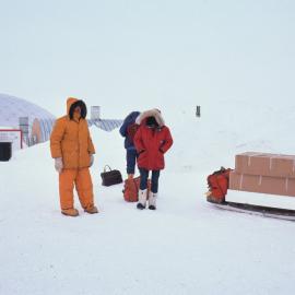 Waiting for Herc outside Pole Station in bad weather