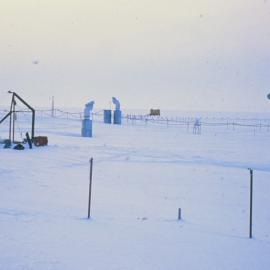 SANAE (1980) Base, access hatches and ventilation shafts to base 20m down, snow accumulation approx 1m/yr