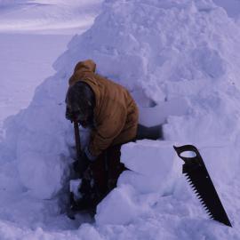 Walt Fowlie and igloo - survival training