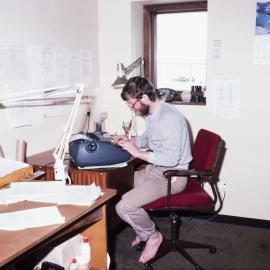 Ross Patterson in technician's office