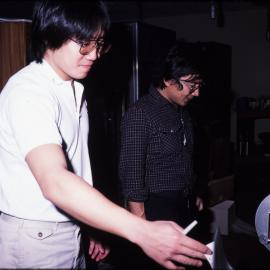 Satoshi Mirua and Mamoru Yamada in Scott Base Lab