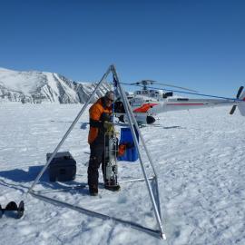 Prof Gary Wilson sciencing at Cape Adare