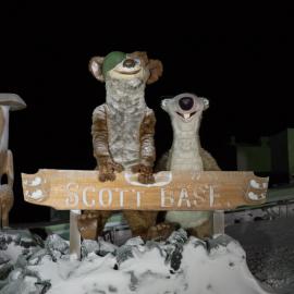 Buck and Sid at the Scott Base Sign