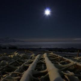 Midnight moon over Scott Base