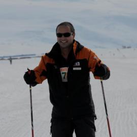 Issac skiing amongst the pressure ridges