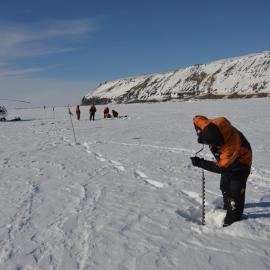 Drilling sea ice