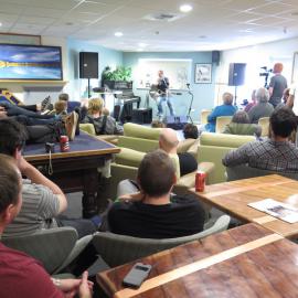 Warren Maxwell plays a Weddell seal-inspired set at the Tatty Flag at Scott Base