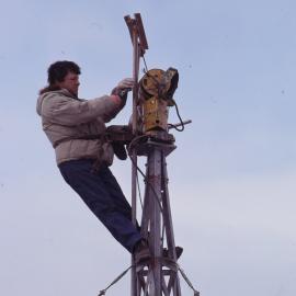 Working in the Old Wind generator at Vanda Station