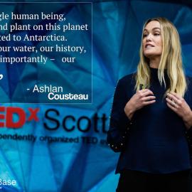 Ashlan Cousteau speaking at TEDx, Scott Base