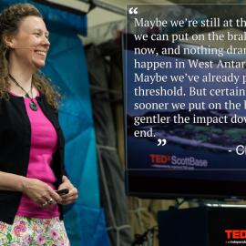 Christina Hulbe speaking at TEDx, Scott Base