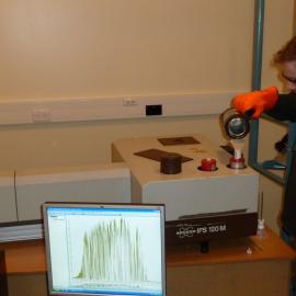 Tim Delany filling the Bruker 120M detector dewars with liquid nitrogen