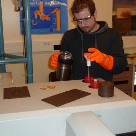 Tim Delany filling the Bruker 120M detector dewars with liquid nitrogen 