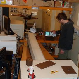 Tim Delany measuring the Bruker 120M laser signal levels