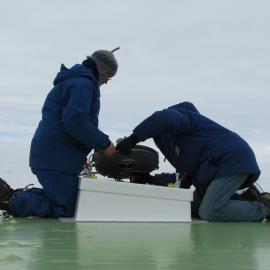 Installing Bruker solar tracker on new Arrival Heights Laboratory (2007))