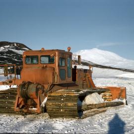 TAE bulldozer outside McMurdo Station