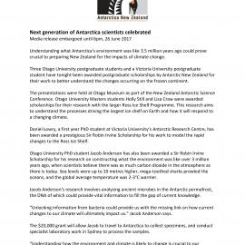PR - Next generation of Antarctica scientists celebrated