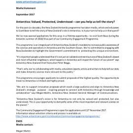 PR - Antarctica: Valued, Protected, Understood – can you help us tell the story?