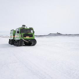 Hagglund leaving McMurdo Station