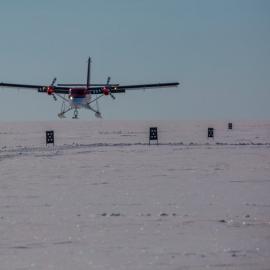 Twin Otter landing on ice runway