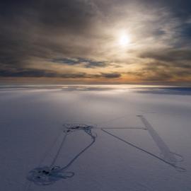Aerial view of Hot Water Drill Site 2 camp