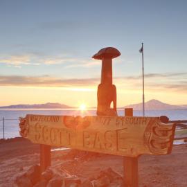 Scott Base Sign First Sunset 2019